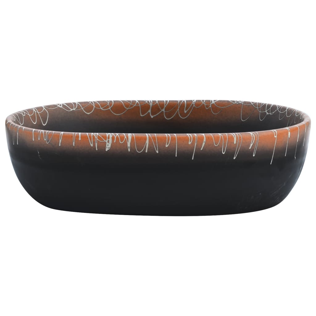 Vidaxl Stracture Waker ovaal 47x33x13 cm Keramikschwarz und Orange