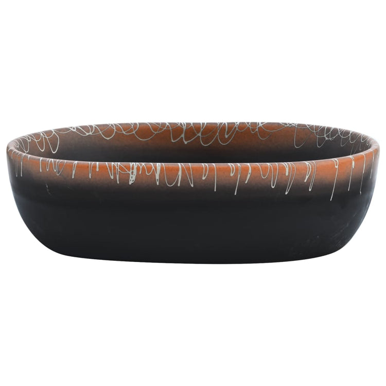 Vidaxl Stracture Waker ovaal 47x33x13 cm Keramikschwarz und Orange