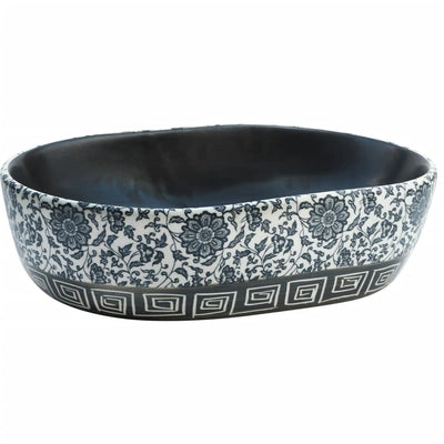 Vidaxl Stracture Waker ovaal 47x33x13 cm Keramikschwarz und Blau