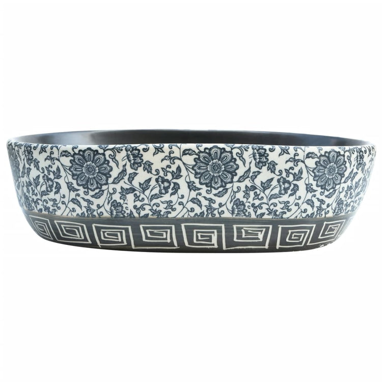 Vidaxl Stracture Waker ovaal 47x33x13 cm Keramikschwarz und Blau