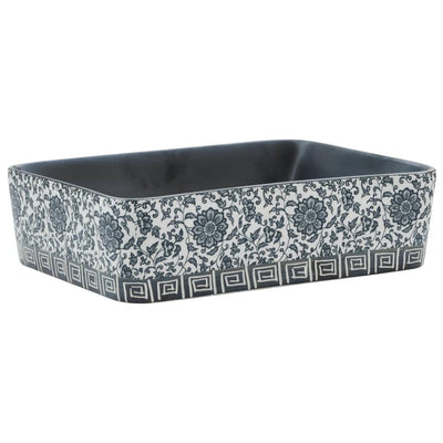 Vidaxx Aufsatzwaschbecken rechteckig 46x35,5x13 cm Keramik Schwarz und Blau