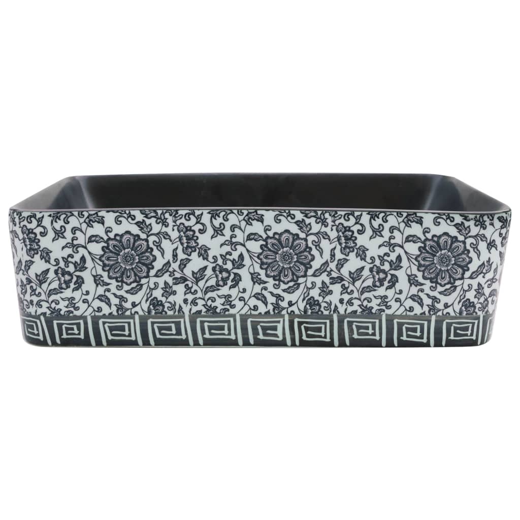 Vidaxx Aufsatzwaschbecken rechteckig 46x35,5x13 cm Keramik Schwarz und Blau