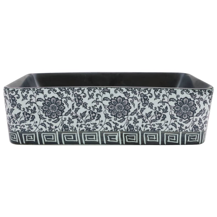 Vidaxx Aufsatzwaschbecken rechteckig 46x35,5x13 cm Keramik Schwarz und Blau