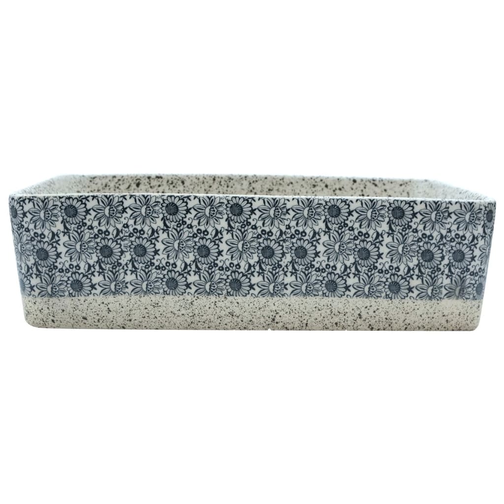 Vidaxx Aufsatzwaschbecken rechteckig 46x35,5x13 cm Keramik Grau und Blau