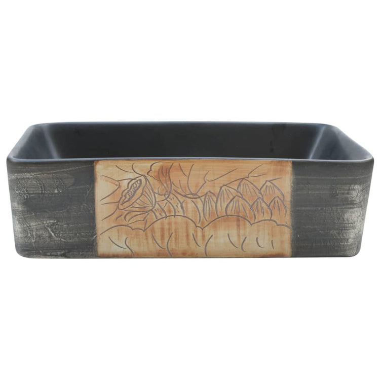 Vidaxl Stracht Wasbok rechteckig 46x35,5x13 cm Keramik schwarz und braun