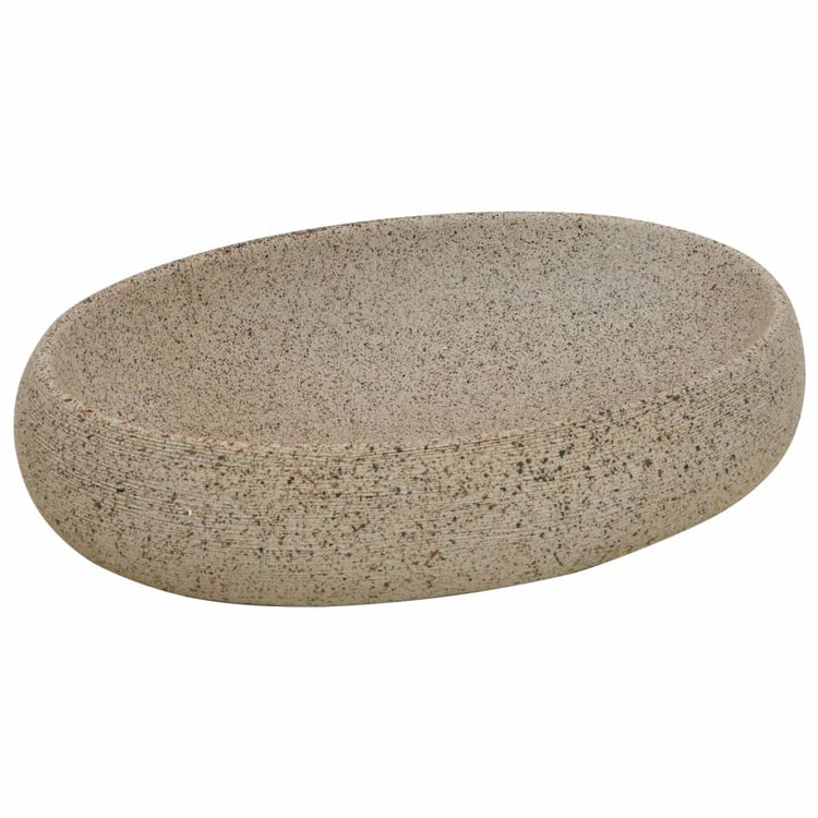 Vidaxx Aufsatzwaschbecken oval 59x40x15 cm aus Keramik sandfarben