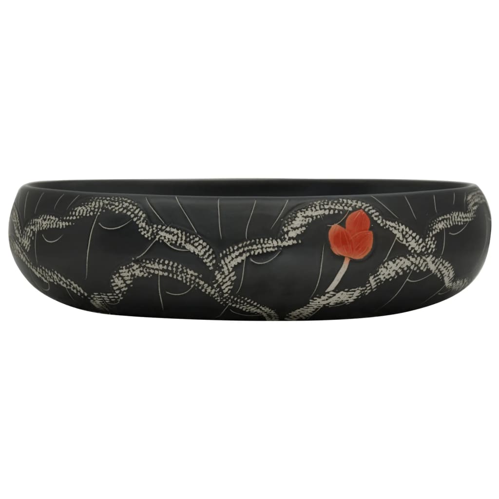 Vidaxl Stracture Waker ovaal 59x40x15 cm Keramikschwarz