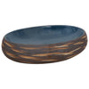 Vidaxx Aufsatzwaschbecken oval 59x40x15 cm Keramik braun und blau