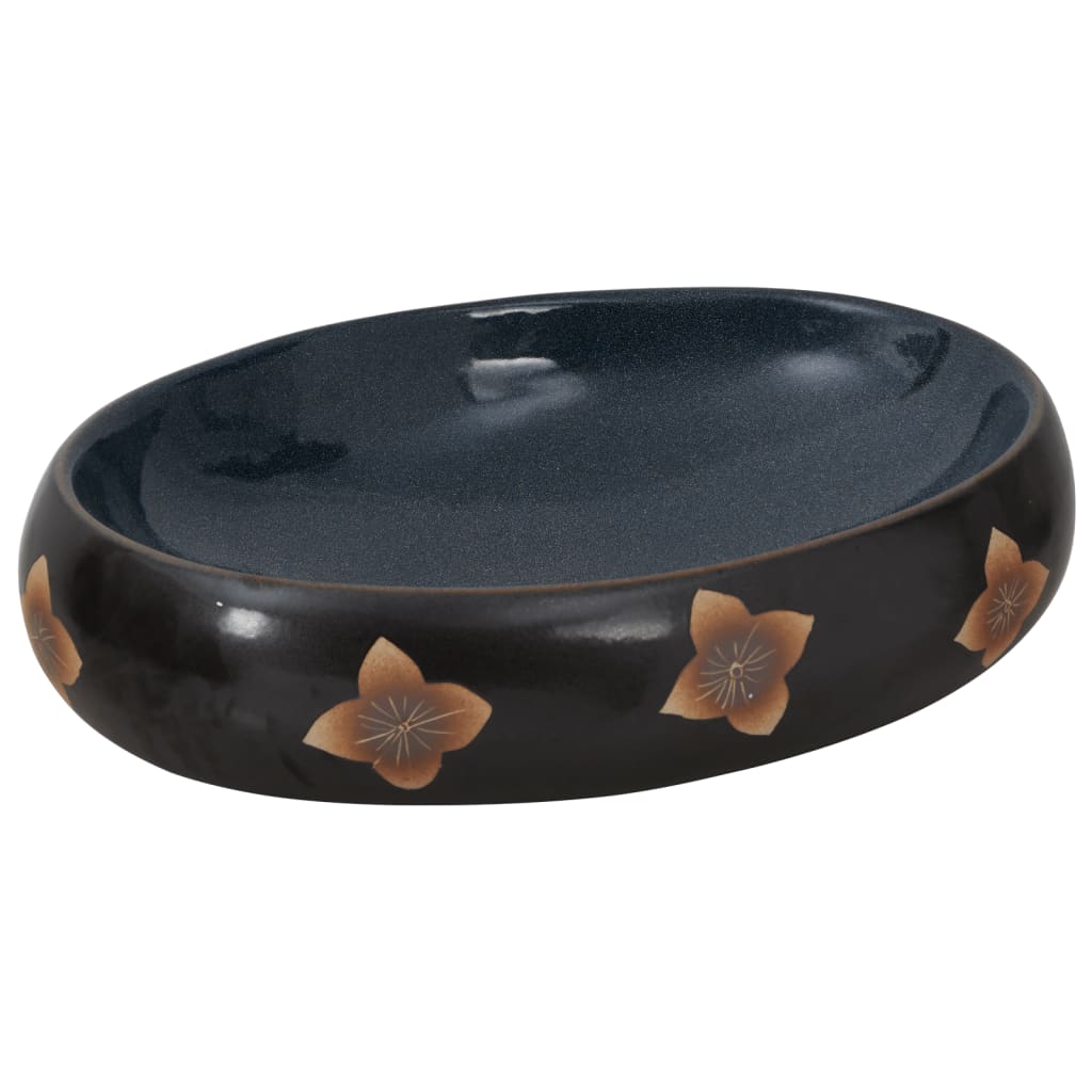 VIDAXL STRACTION WASKER OVAAL 59 x 40 x 15 cm Keramik schwarz und blau