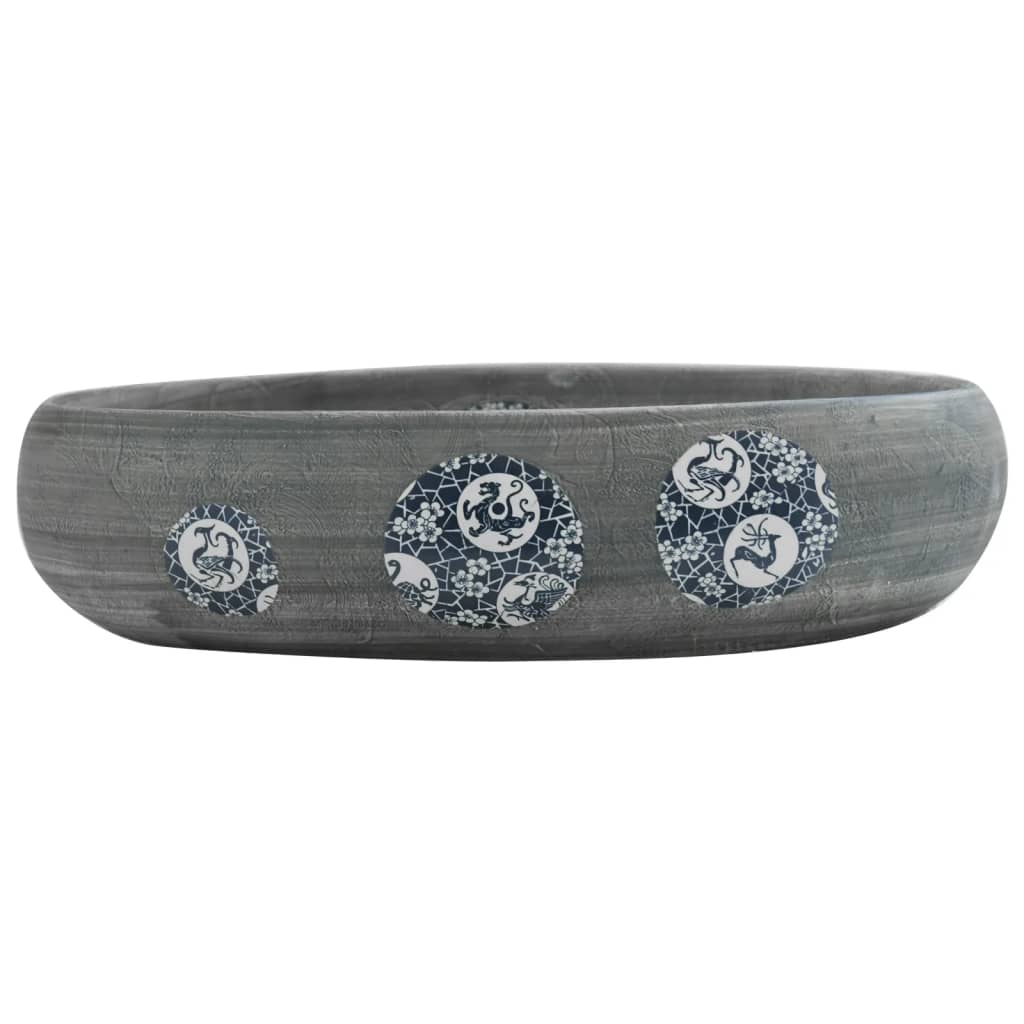 Vidaxl Stracture Waker ovaal 59x40x15 cm Keramikgrau