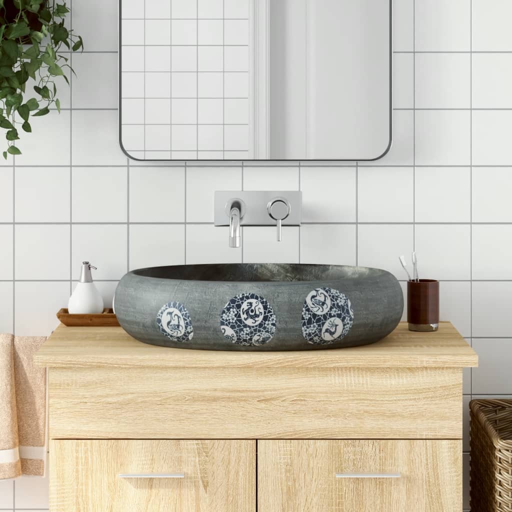 Vidaxl Stracture Waker ovaal 59x40x15 cm Keramikgrau