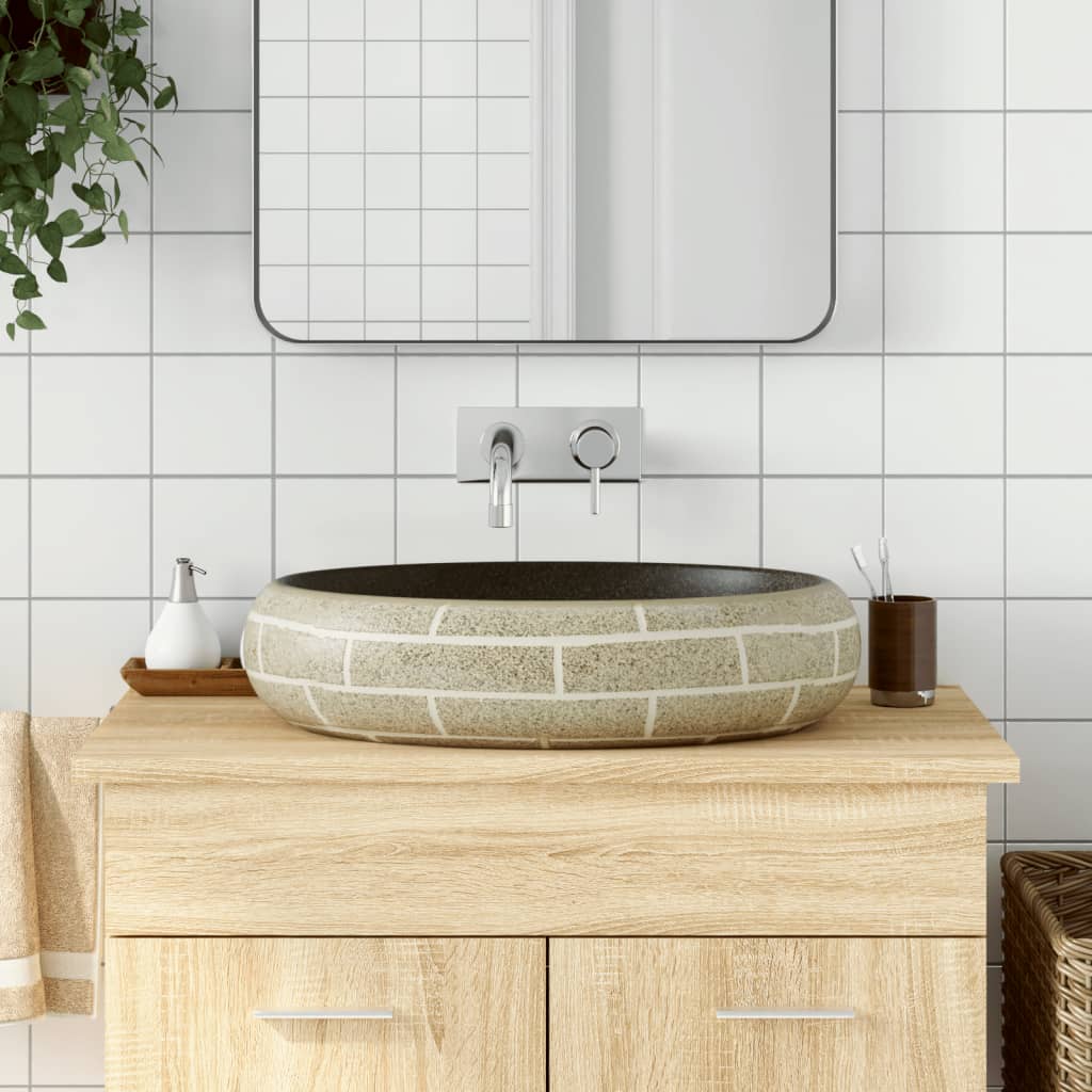 VIDAXL STRACTION WASKER OVAAL 59 x 40 x 15 cm Keramik Multi -Colored