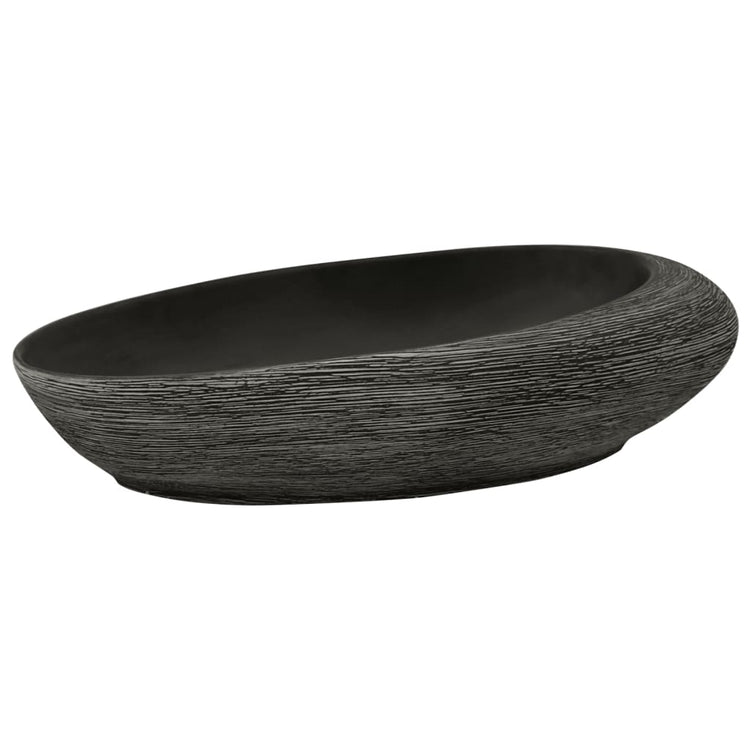 Vidaxx Aufsatzwaschbecken oval 59x40x14 cm Keramik grau und schwarz