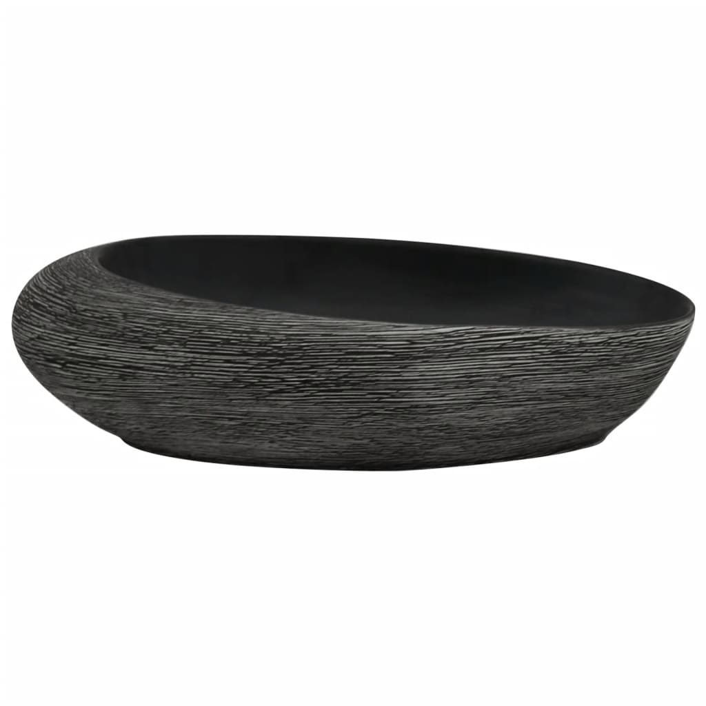 Vidaxx Aufsatzwaschbecken oval 59x40x14 cm Keramik grau und schwarz