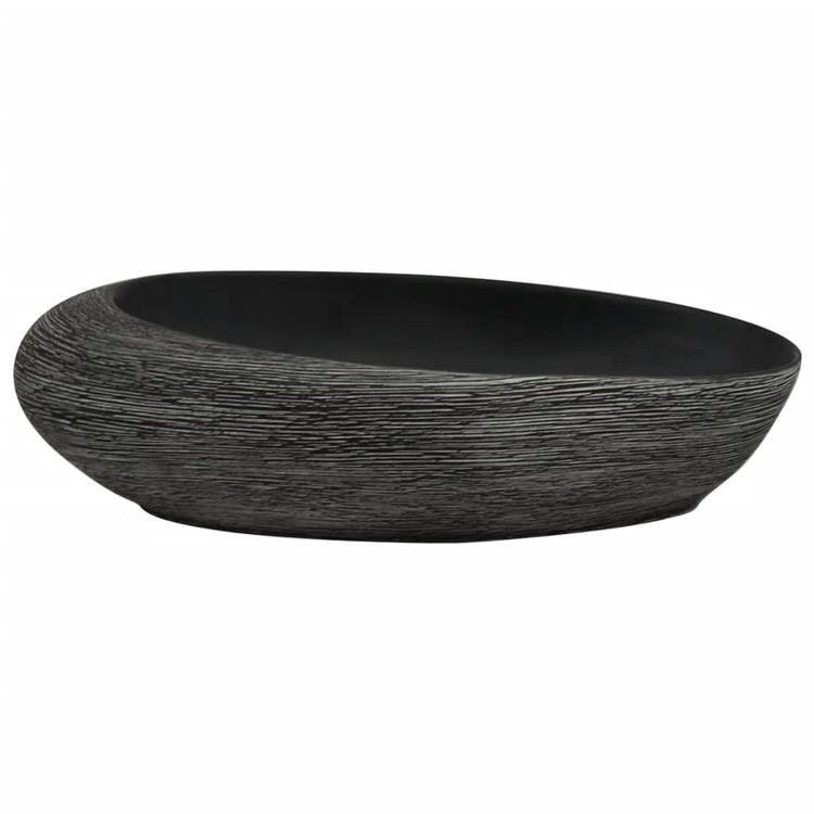 Vidaxx Aufsatzwaschbecken oval 59x40x14 cm Keramik grau und schwarz