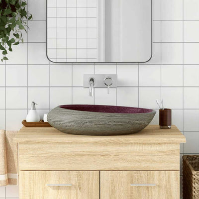 VIDAXL STRACTION WASKER OVAAL 59 x 40 x 14 cm Keramik lila und grau