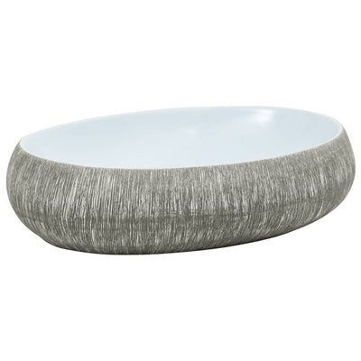 Vidaxl Stracture Waker Ovaal 59x40x15 cm Keramikgrau und Blau