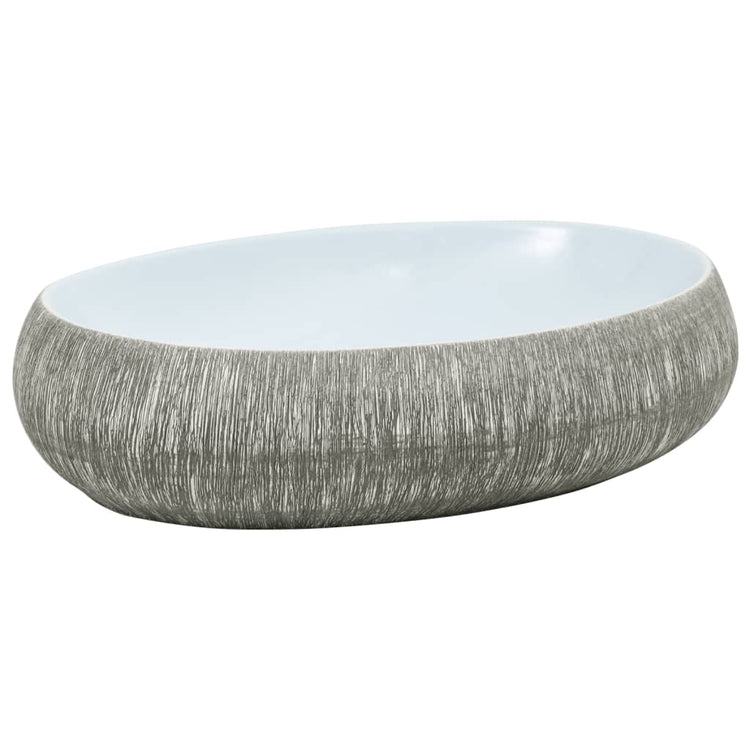 Vidaxl Stracture Waker Ovaal 59x40x15 cm Keramikgrau und Blau