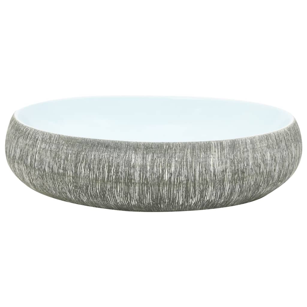 Vidaxl Stracture Waker Ovaal 59x40x15 cm Keramikgrau und Blau
