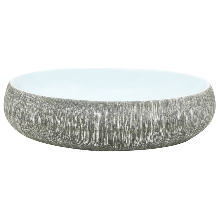 Vidaxl Stracture Waker Ovaal 59x40x15 cm Keramikgrau und Blau