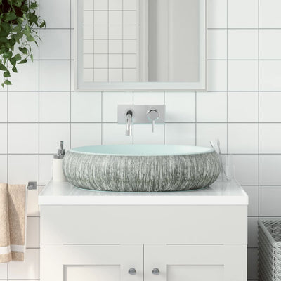 Vidaxl Stracture Waker Ovaal 59x40x15 cm Keramikgrau und Blau