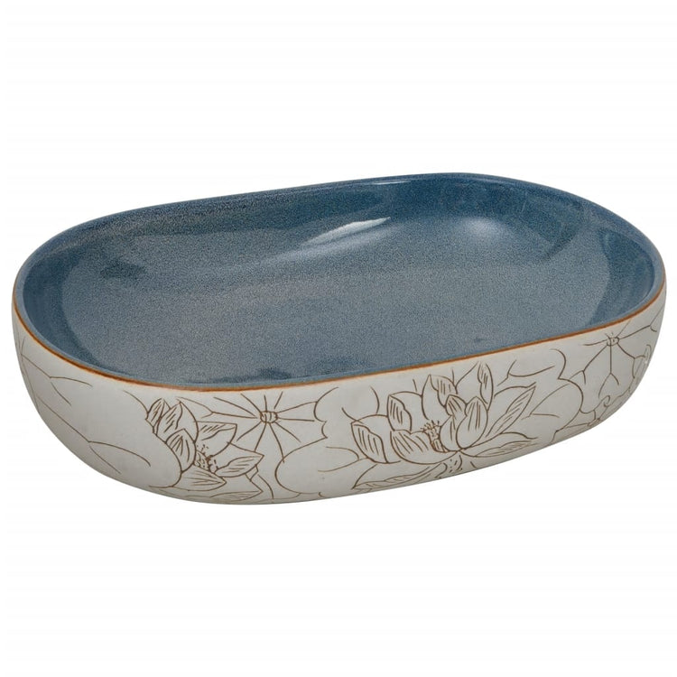 VIDAXL STRACTION WASH BAN OVAAL 59X40X14 CM Keramik Sand -geläutet und blau