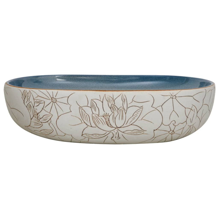 VIDAXL STRACTION WASH BAN OVAAL 59X40X14 CM Keramik Sand -geläutet und blau