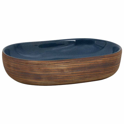 VIDAXL STRACTION WASKER OVAAL 59 x 40 x 14 cm Keramikbraun und Blau