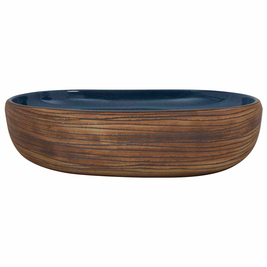 VIDAXL STRACTION WASKER OVAAL 59 x 40 x 14 cm Keramikbraun und Blau