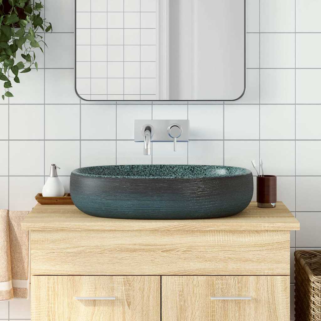 VIDAXL -Straktion Waker Ovaal 59x40x14 cm Keramik -Türkis