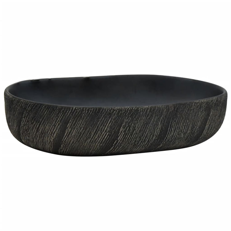 Vidaxx Aufsatzwaschbecken oval 59x40x14 cm Keramik schwarz