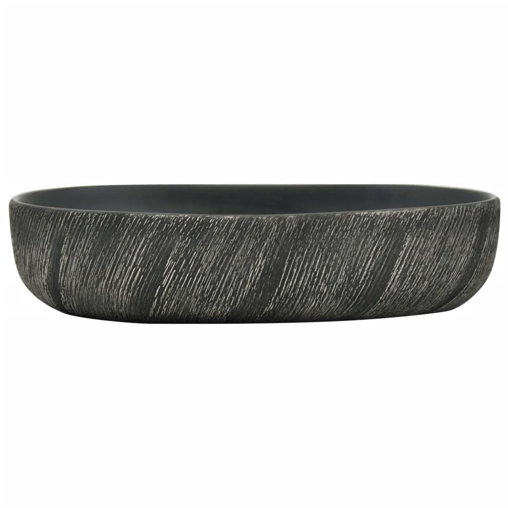 Vidaxx Aufsatzwaschbecken oval 59x40x14 cm Keramik schwarz