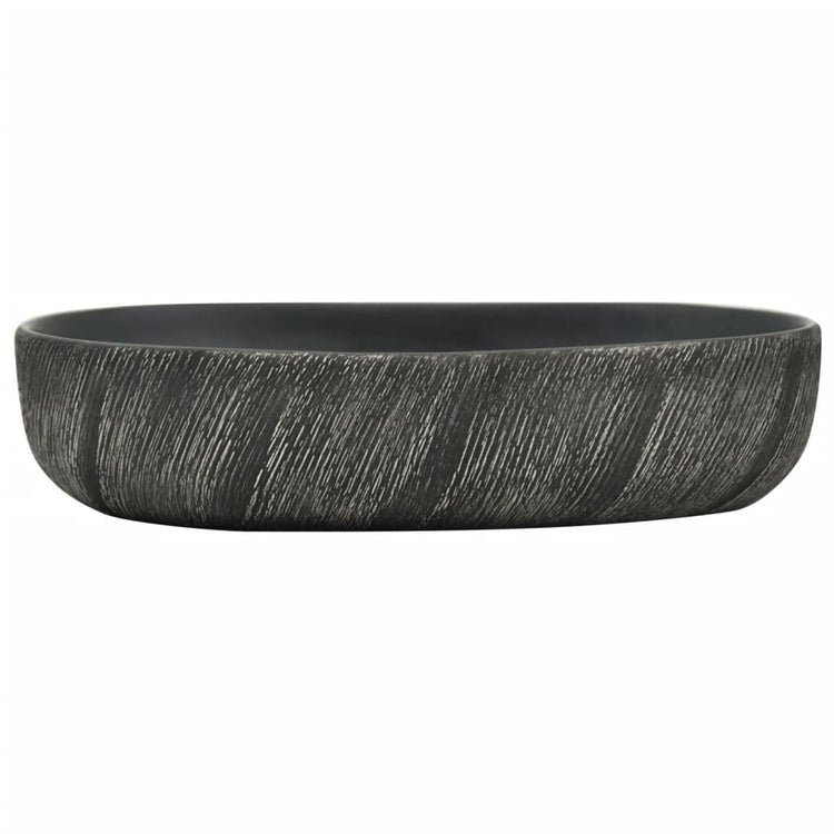 Vidaxx Aufsatzwaschbecken oval 59x40x14 cm Keramik schwarz