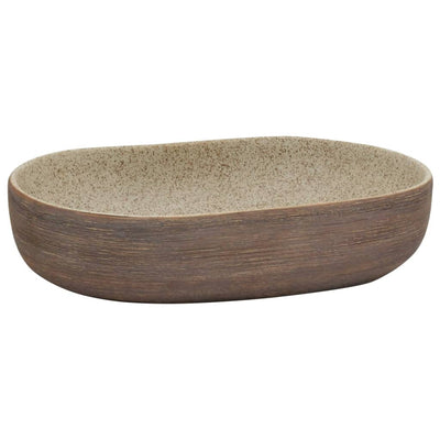 VIDAXL STRACTION WASH BAN OVAAL 59X40X14 CM Keramik Sand -geläutet und braun