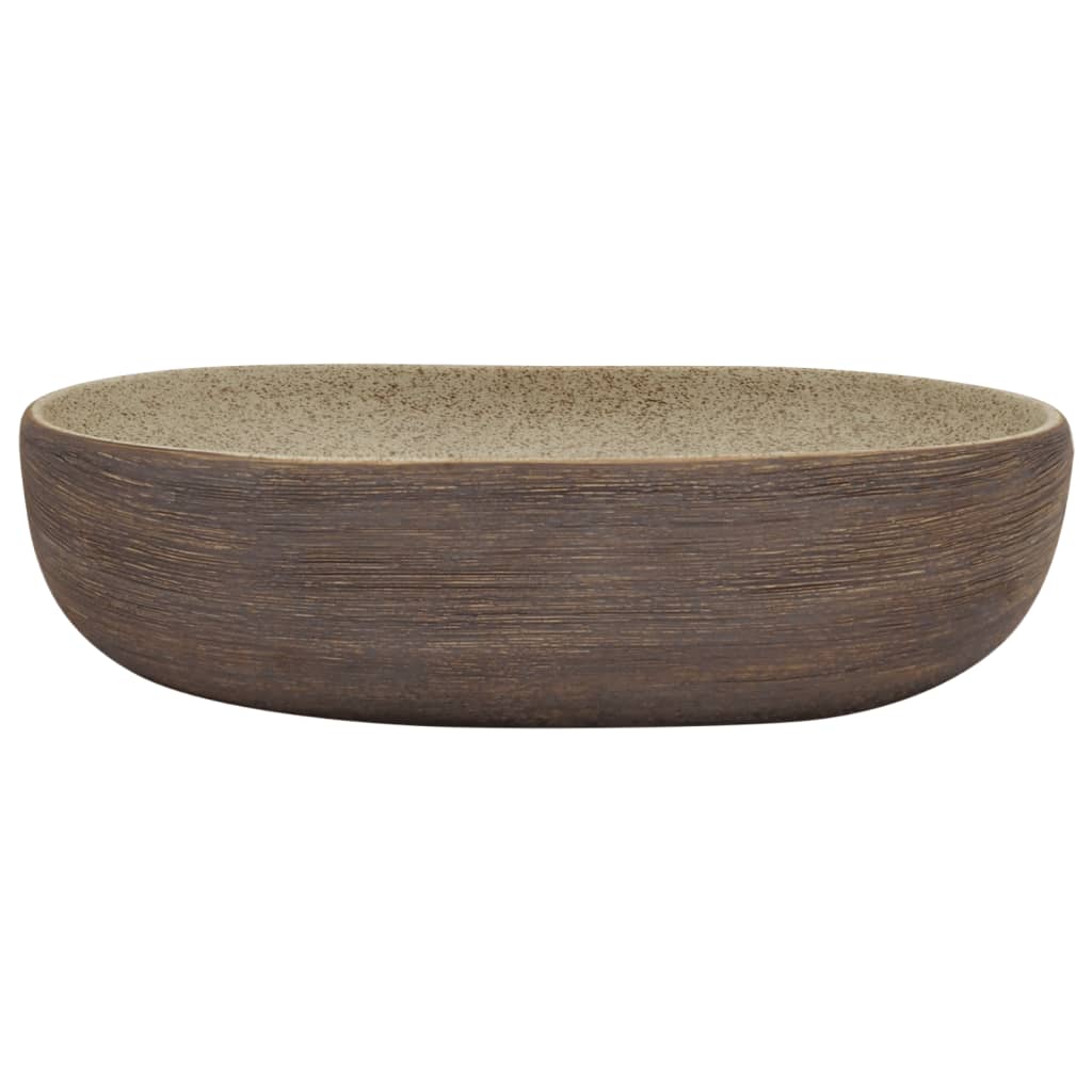 VIDAXL STRACTION WASH BAN OVAAL 59X40X14 CM Keramik Sand -geläutet und braun