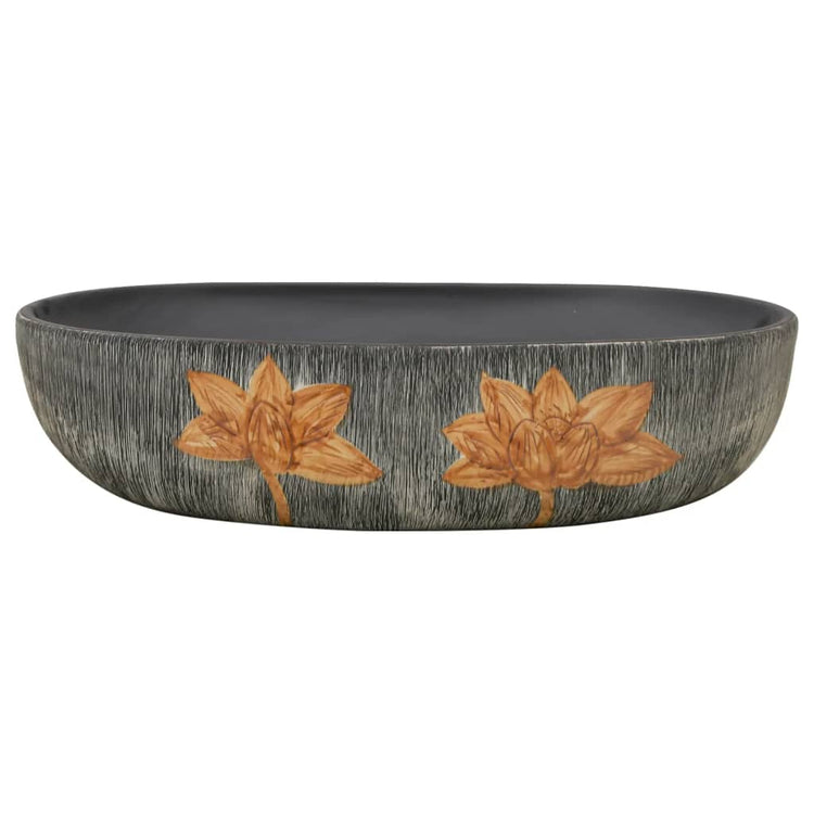 Vidaxl Stracture Waker Ovaal 59x40x14 cm Keramikgrau und Schwarz
