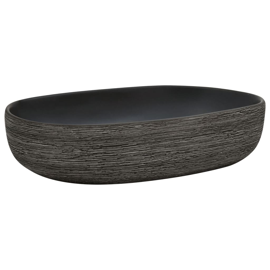 Vidaxx Aufsatzwaschbecken oval 59x40x14 cm Keramik grau und schwarz