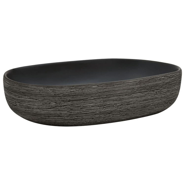 Vidaxx Aufsatzwaschbecken oval 59x40x14 cm Keramik grau und schwarz