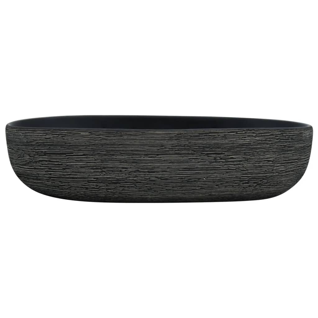Vidaxx Aufsatzwaschbecken oval 59x40x14 cm Keramik grau und schwarz