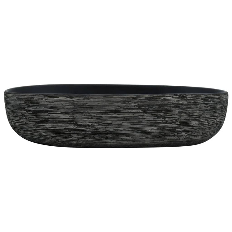 Vidaxx Aufsatzwaschbecken oval 59x40x14 cm Keramik grau und schwarz