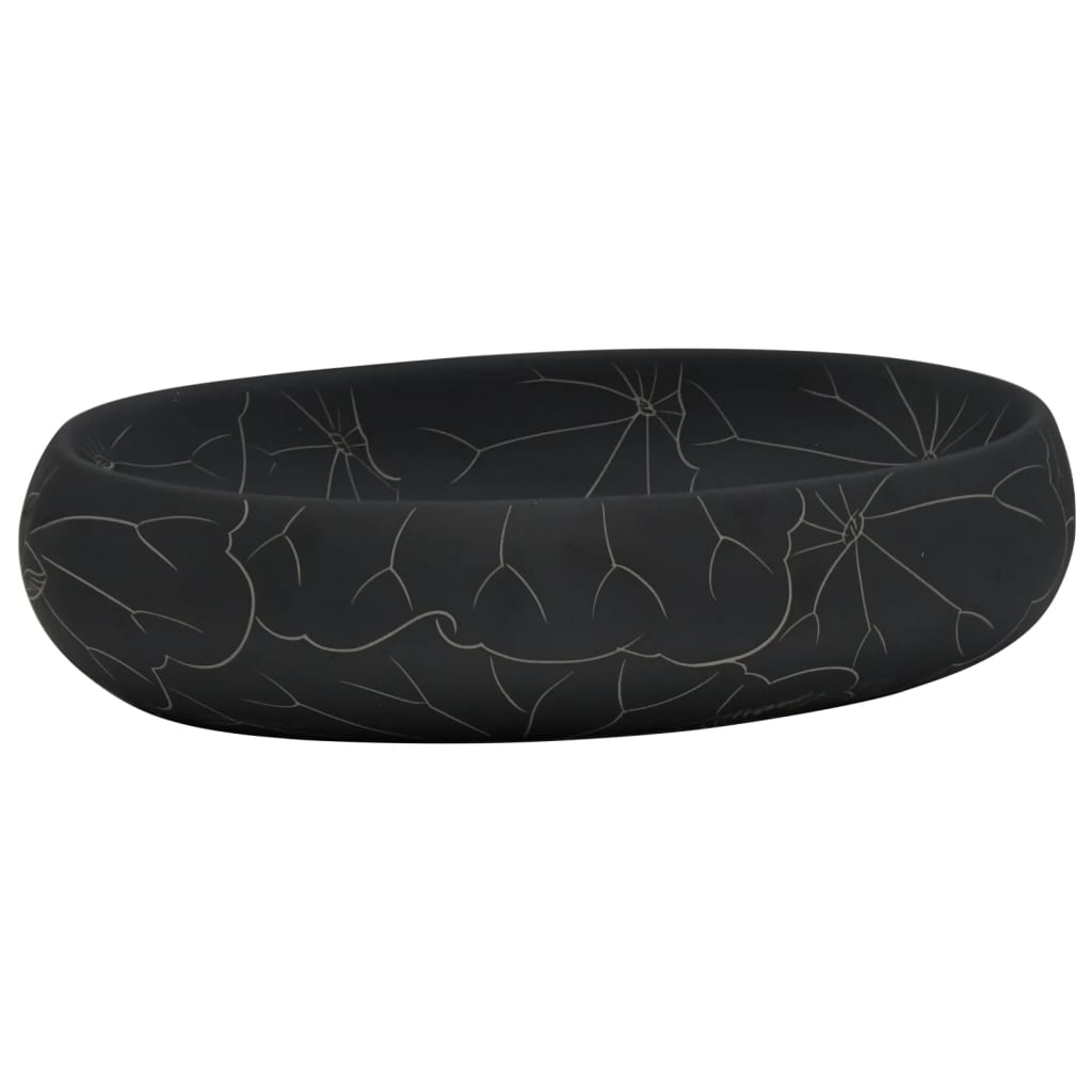 Vidaxl Stracture Waker ovaal 59x40x15 cm Keramikschwarz