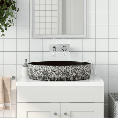VIDAXL STRACTION WASKER OVAAL 56,5 x 36,5 x 13,5 cm Keramik schwarz und blau