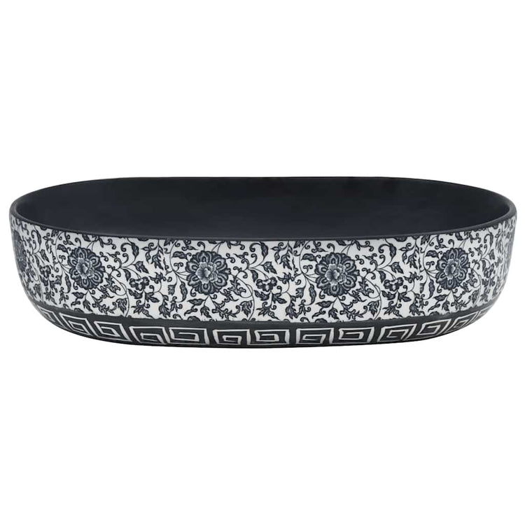 VIDAXL STRACTION WASKER OVAAL 59 x 40 x 14 cm Keramik schwarz und blau