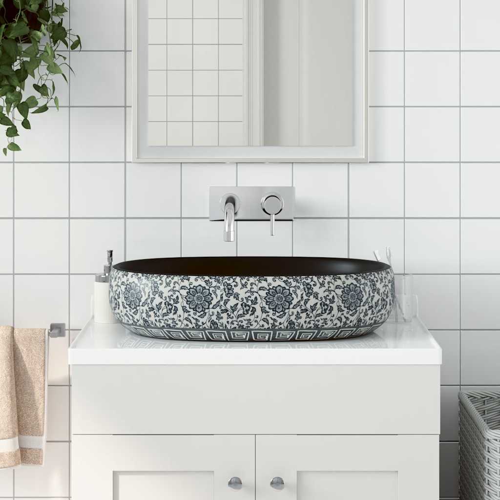 VIDAXL STRACTION WASKER OVAAL 59 x 40 x 14 cm Keramik schwarz und blau