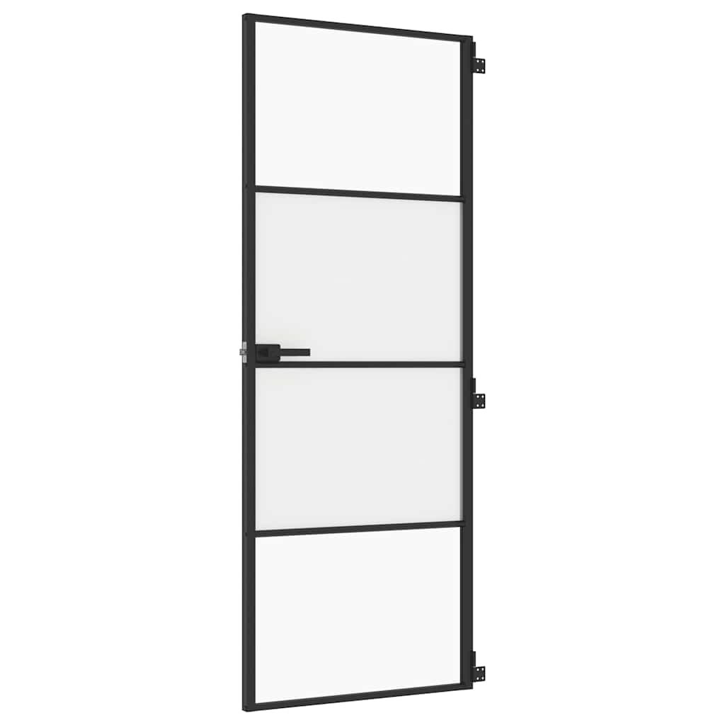 Vidaxl Innenür schmal 76x201,5 cm gehärtetes Glas und Aluminiumschwarz