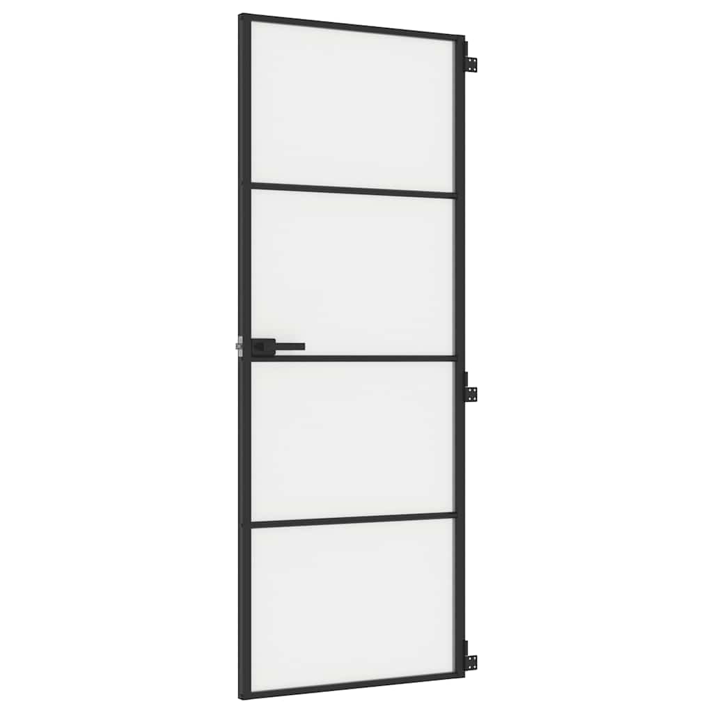 Vidaxl Innenür schmal 76x201,5 cm gehärtetes Glas und Aluminiumschwarz