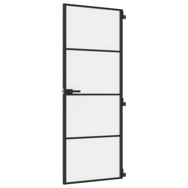 Vidaxl Innenür schmal 76x201,5 cm gehärtetes Glas und Aluminiumschwarz