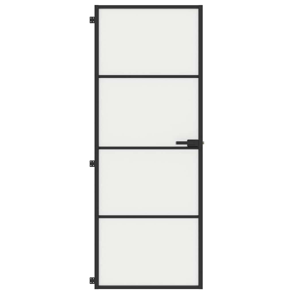 Vidaxl Innenür schmal 76x201,5 cm gehärtetes Glas und Aluminiumschwarz