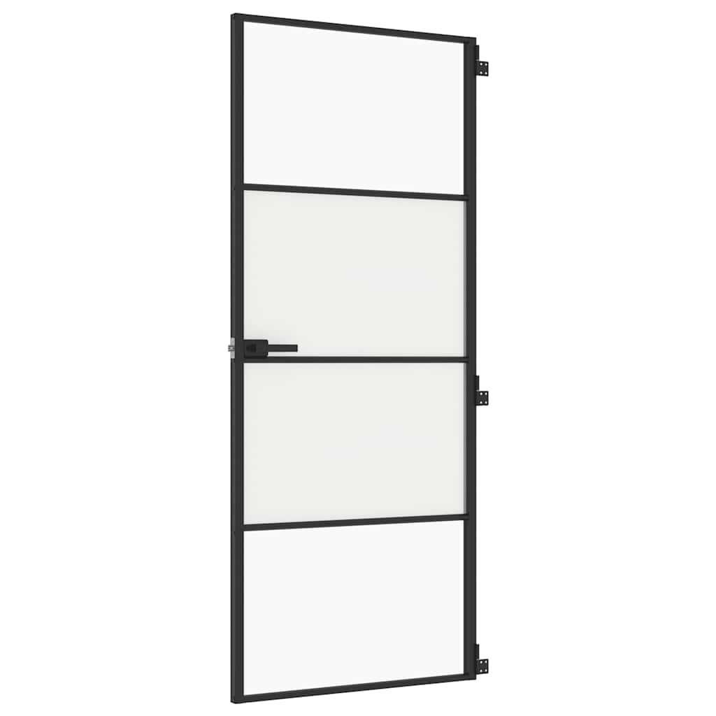 Vidaxl Innenür schmal 83x201,5 cm gehärtetes Glas und Aluminiumschwarz
