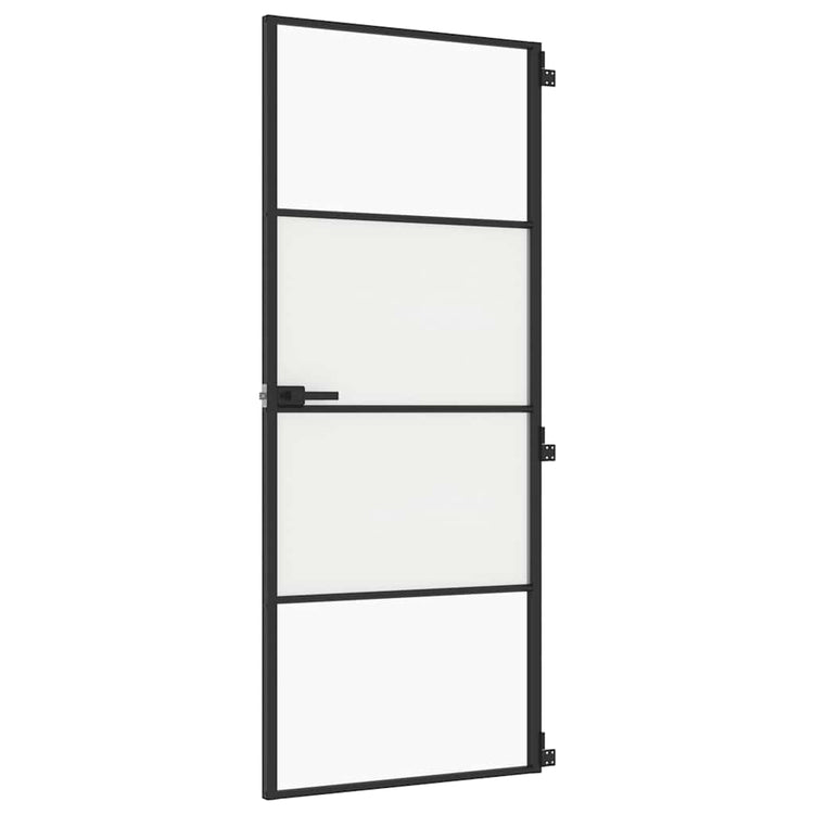 Vidaxl Innenür schmal 83x201,5 cm gehärtetes Glas und Aluminiumschwarz